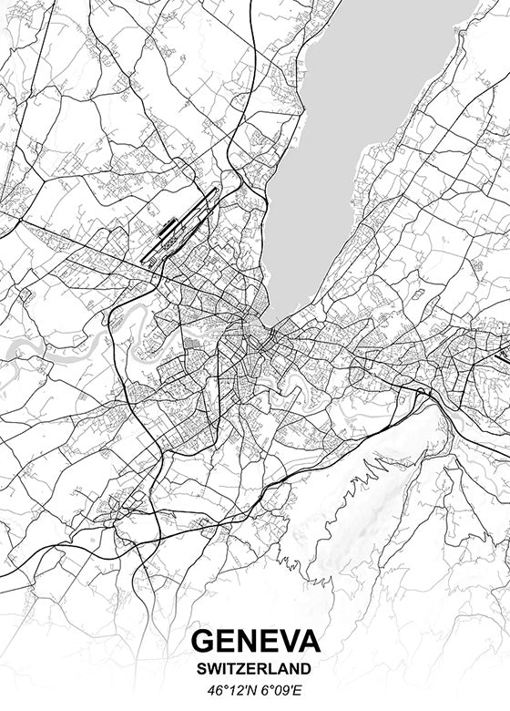 Geneva Switzerland City Map metal poster artwork